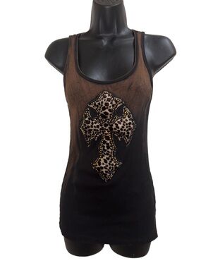 Super Sexy Women's Black Brown Leopard Cross Tank Top❤️NEW